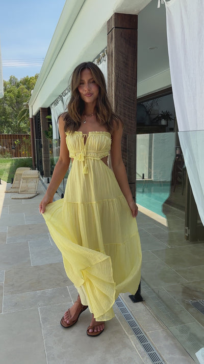 Load and play video in Gallery viewer, Vella Midi Dress - Lemon
