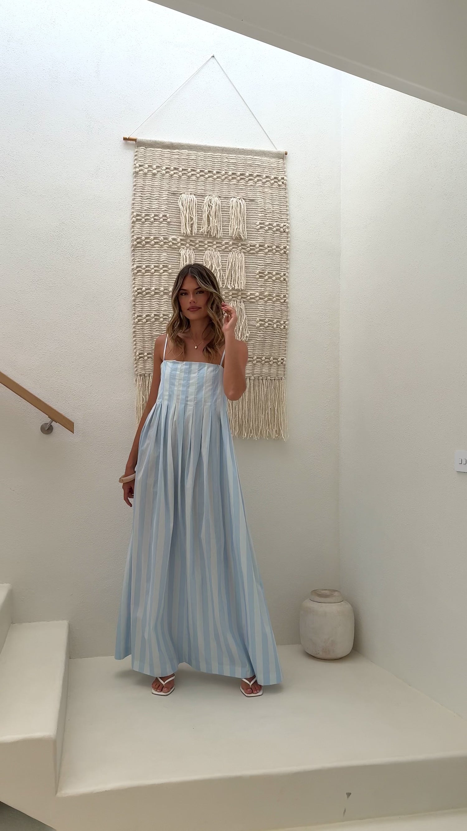 Pippa Maxi Dress - Blue Stripe - Billy J