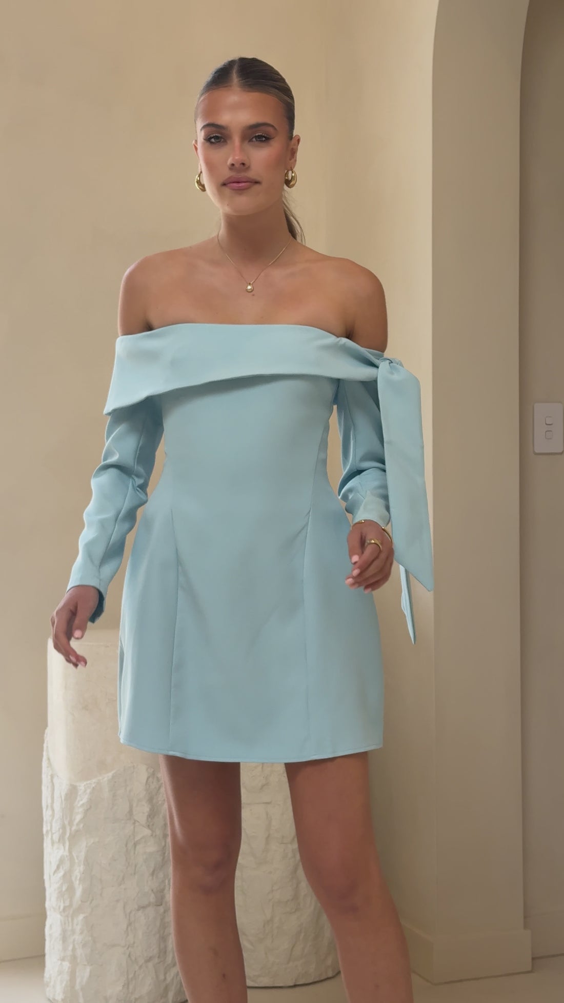 Halen Long Sleeve Mini Dress - Blue - Buy Women's Dresses