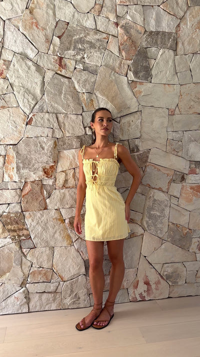 Load and play video in Gallery viewer, Francesca Mini Dress - Yellow
