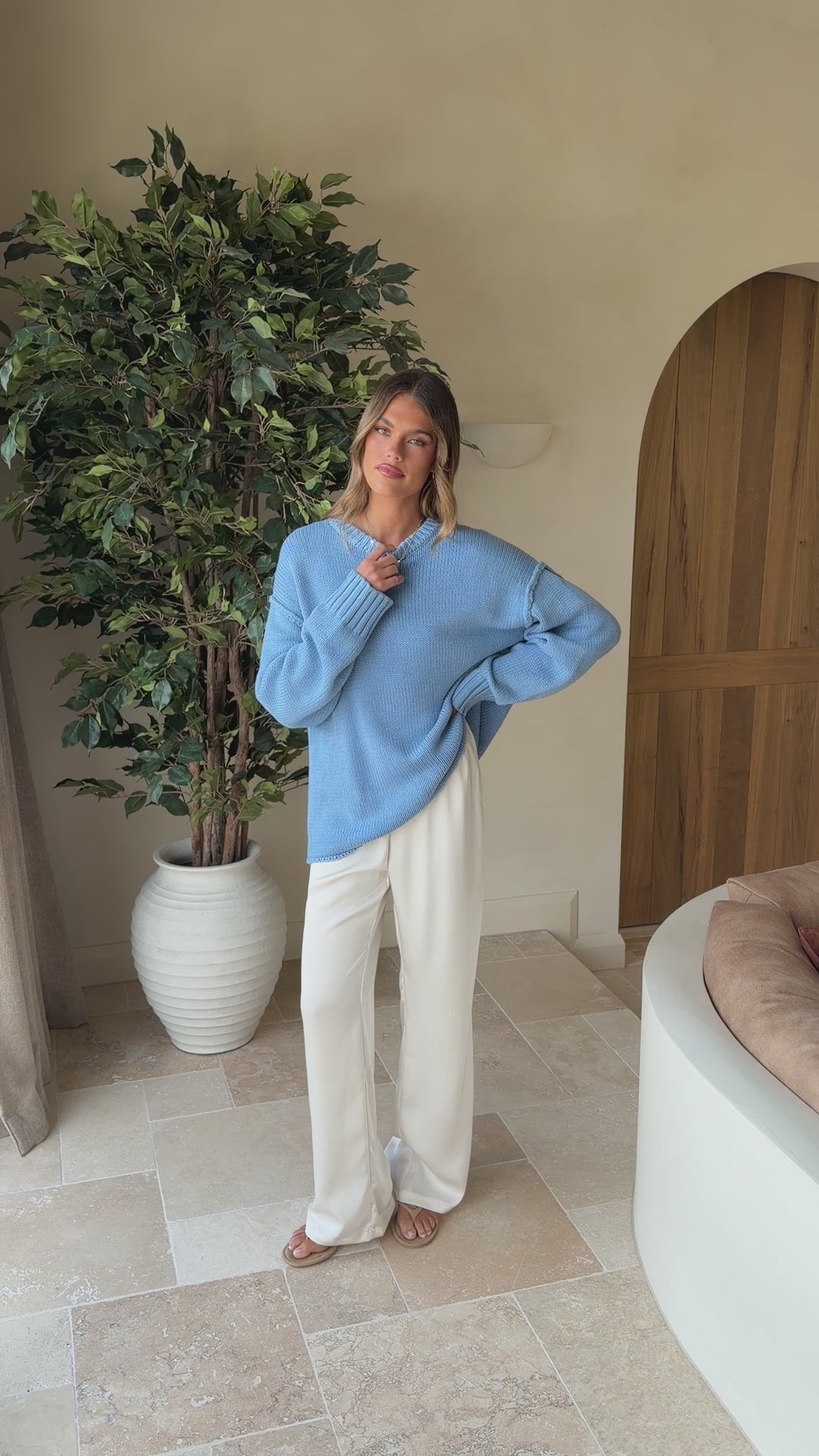 Load video: Hayden Knit Jumper - Blue - Billy J