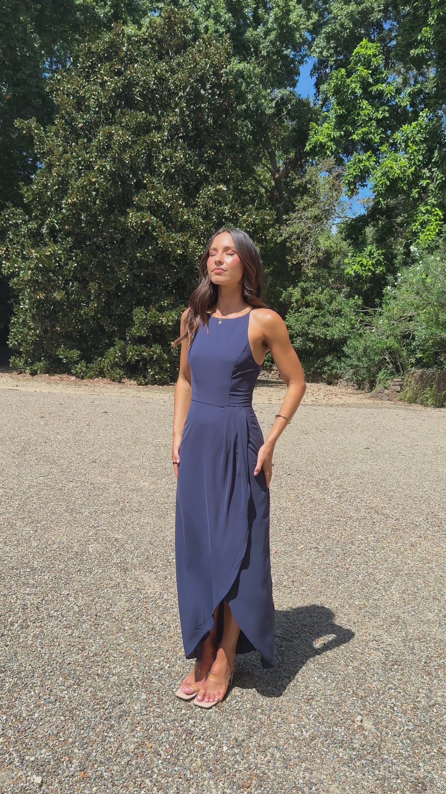 Genevieve Boat Neck Maxi Dress - Navy - Billy J