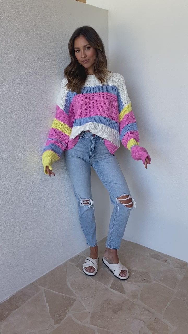 Pia Knit Jumper - Pink Multi