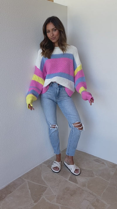 Load and play video in Gallery viewer, Pia Knit Jumper - Pink Multi
