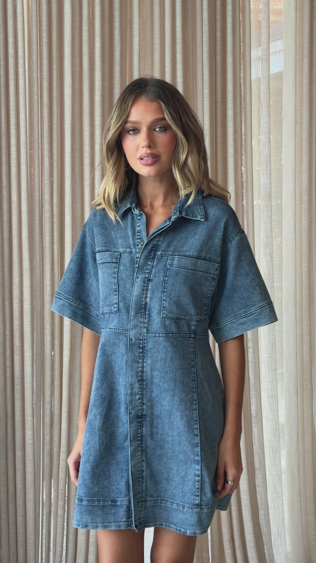 Reece Mini Dress - Denim - Billy J