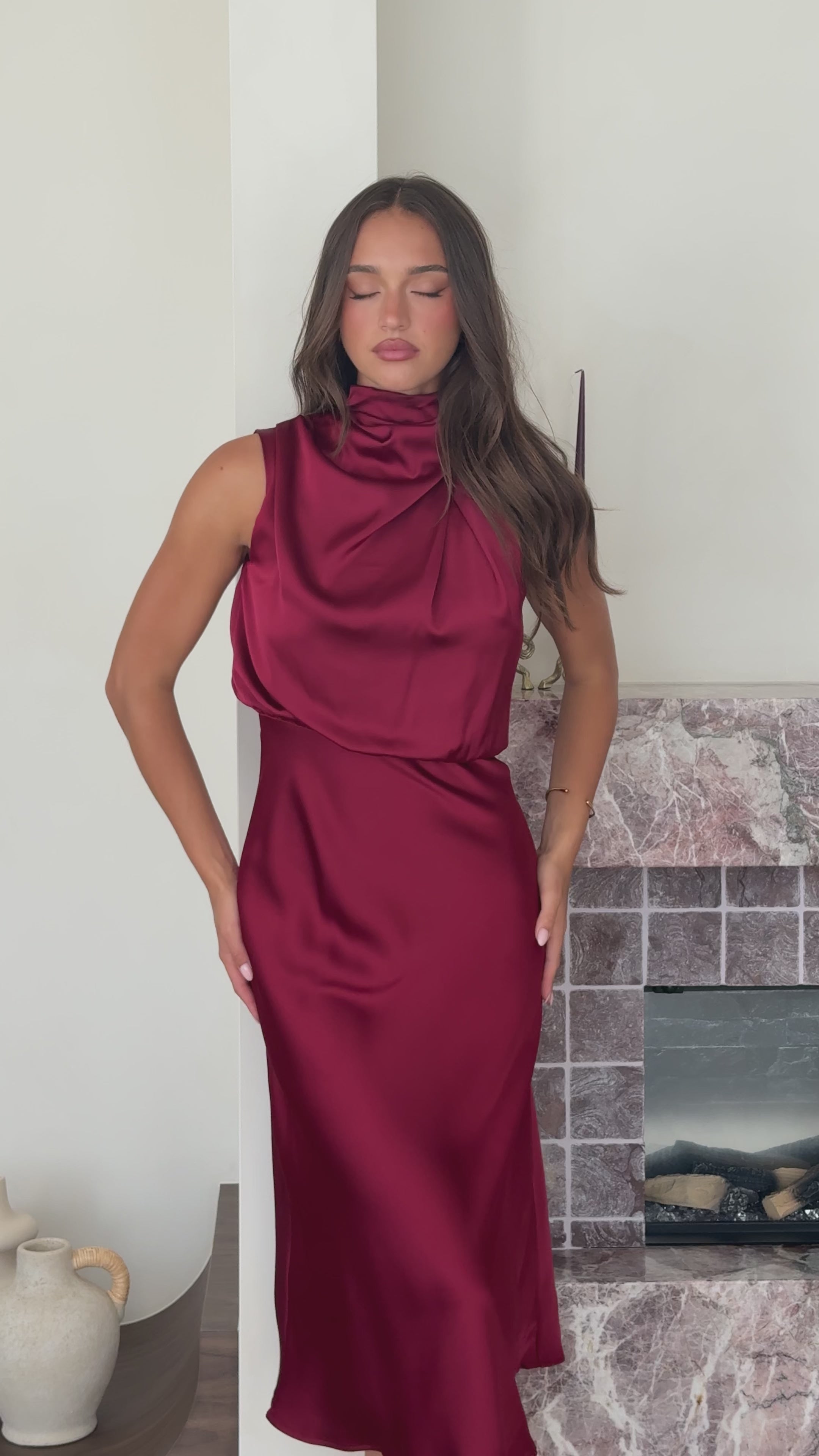 Load video: Esther Maxi Dress - Wine - Billy J