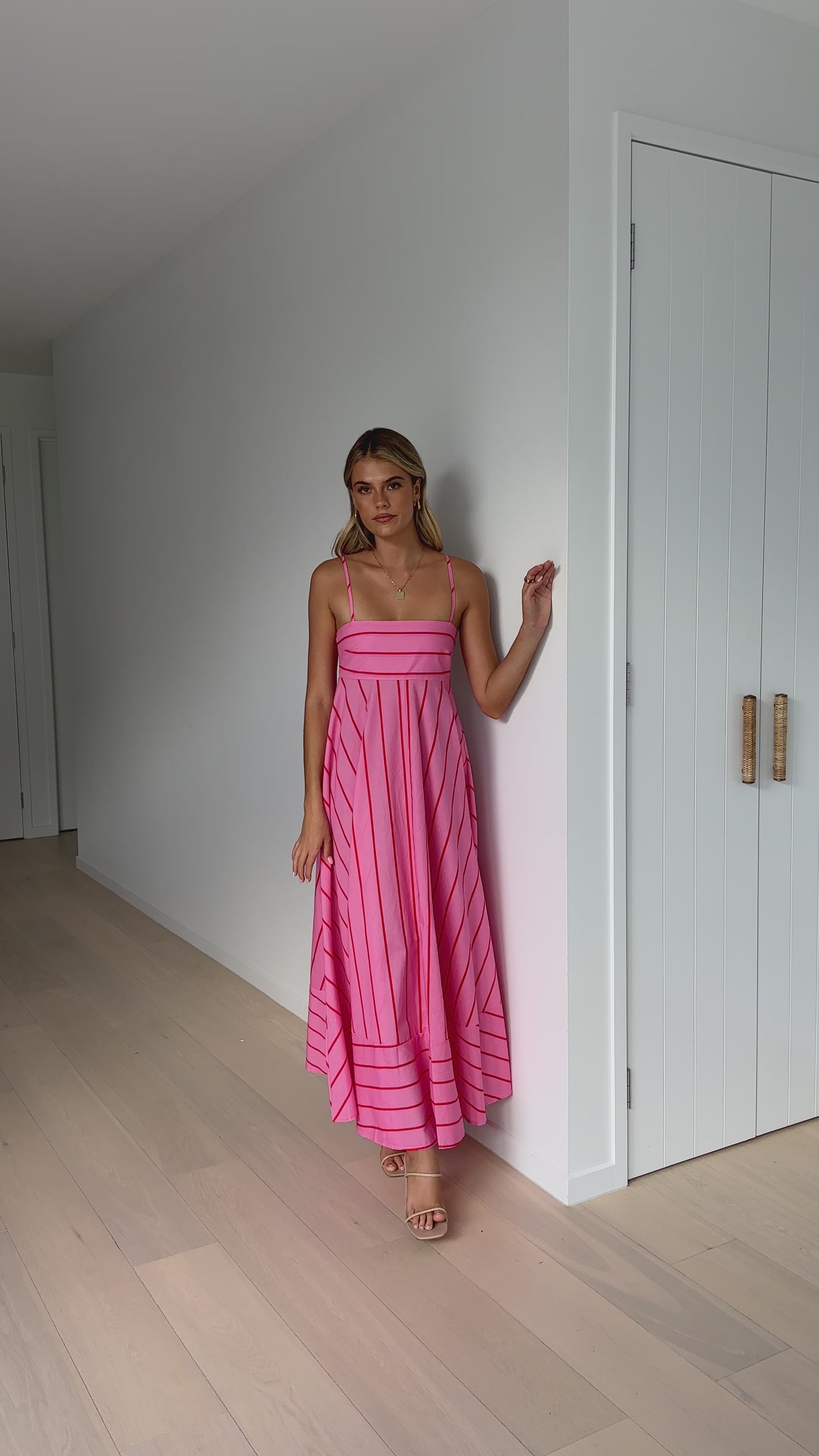 pink and red striped maxi dress Heychic Pippa Pink Red Stripe Maxi Dress, AU 16