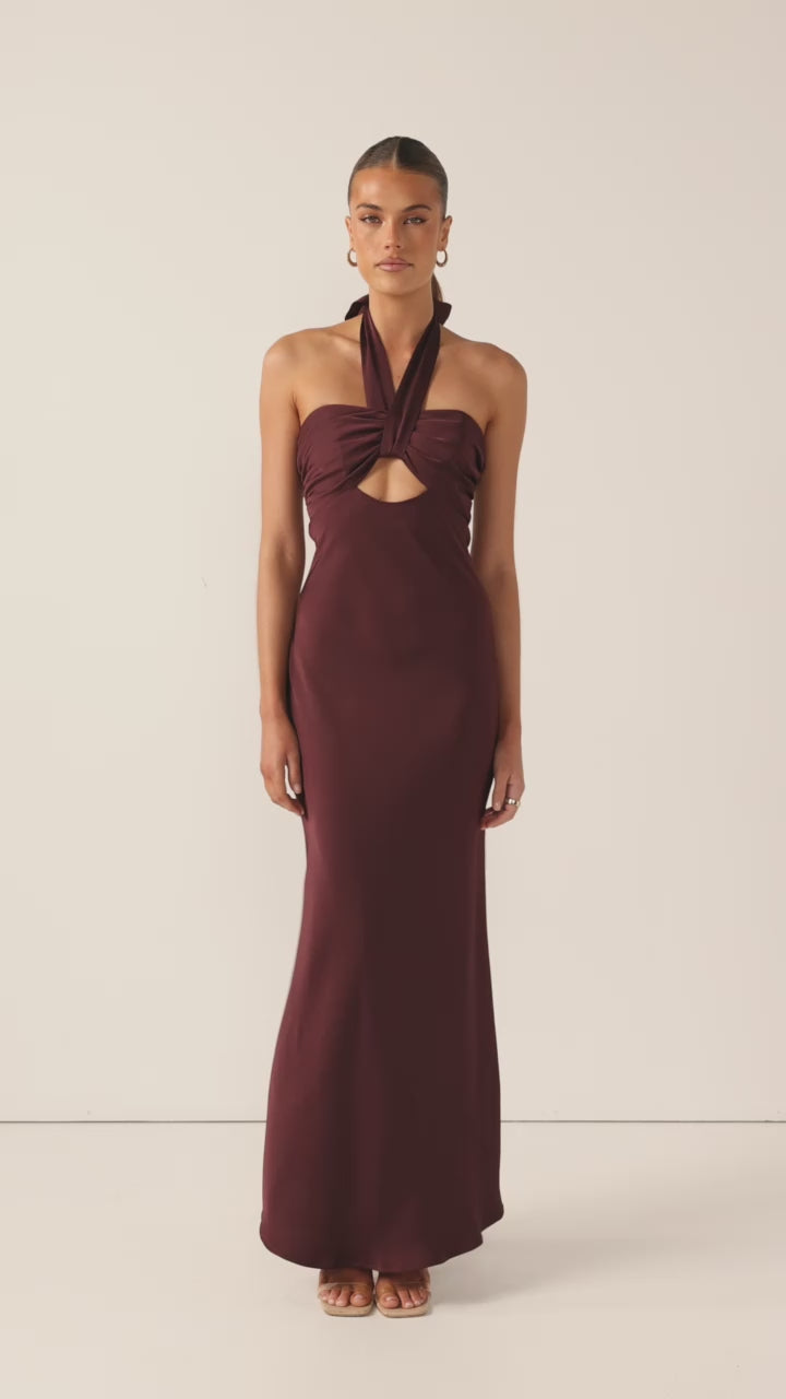 Grace Halter Maxi Dress - Chocolate - Billy J