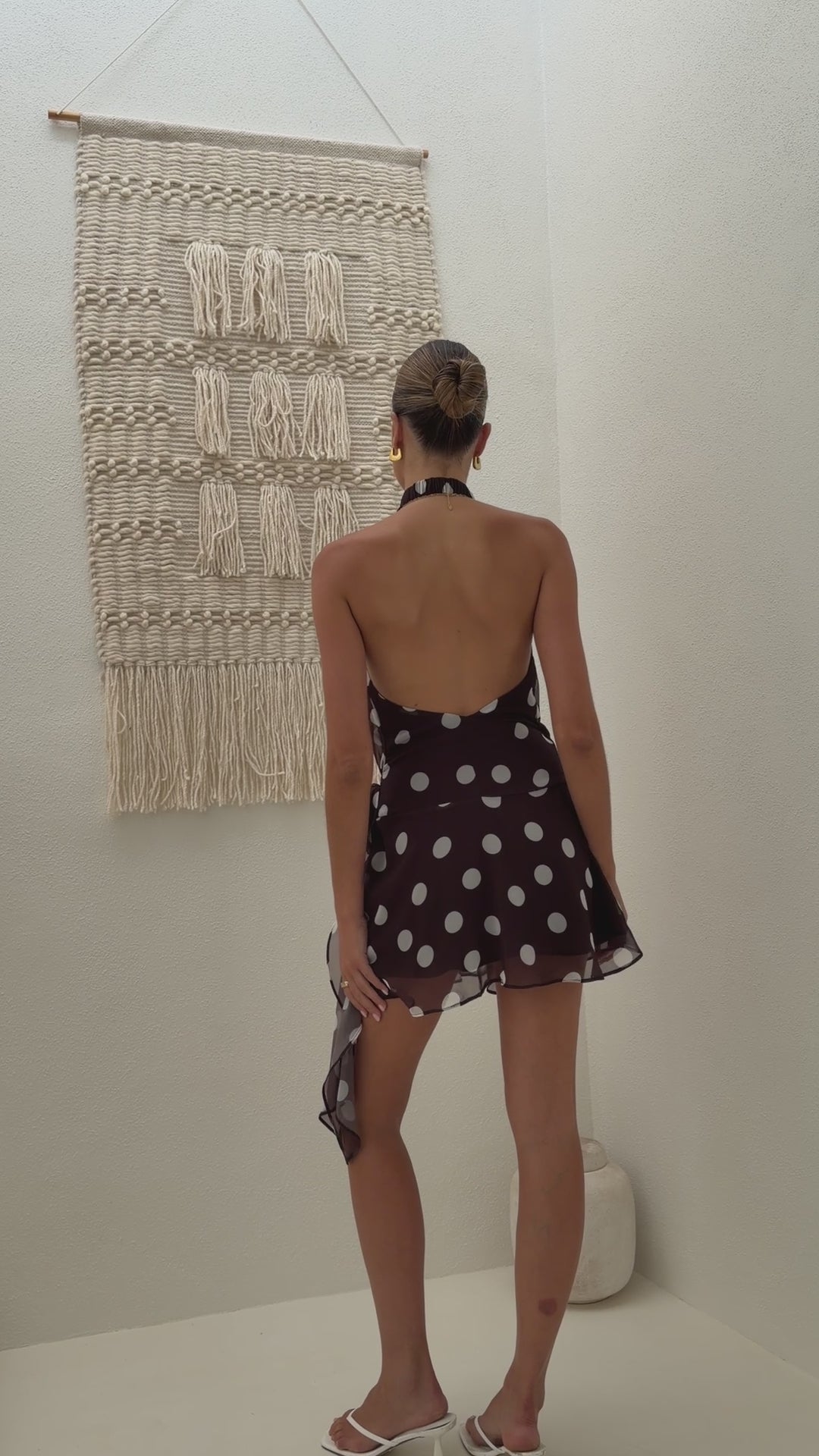 Lily Halter Mini Dress - Chocolate Spot - Billy J