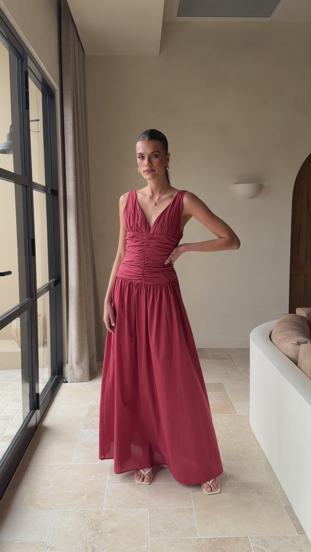 Load video: Sanya Maxi Dress - Burgundy - Billy J