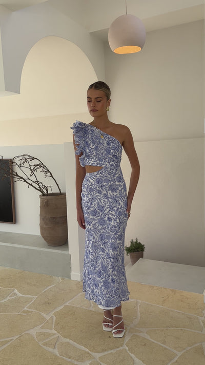 Load and play video in Gallery viewer, Amina Maxi Dress - Blue Floral
