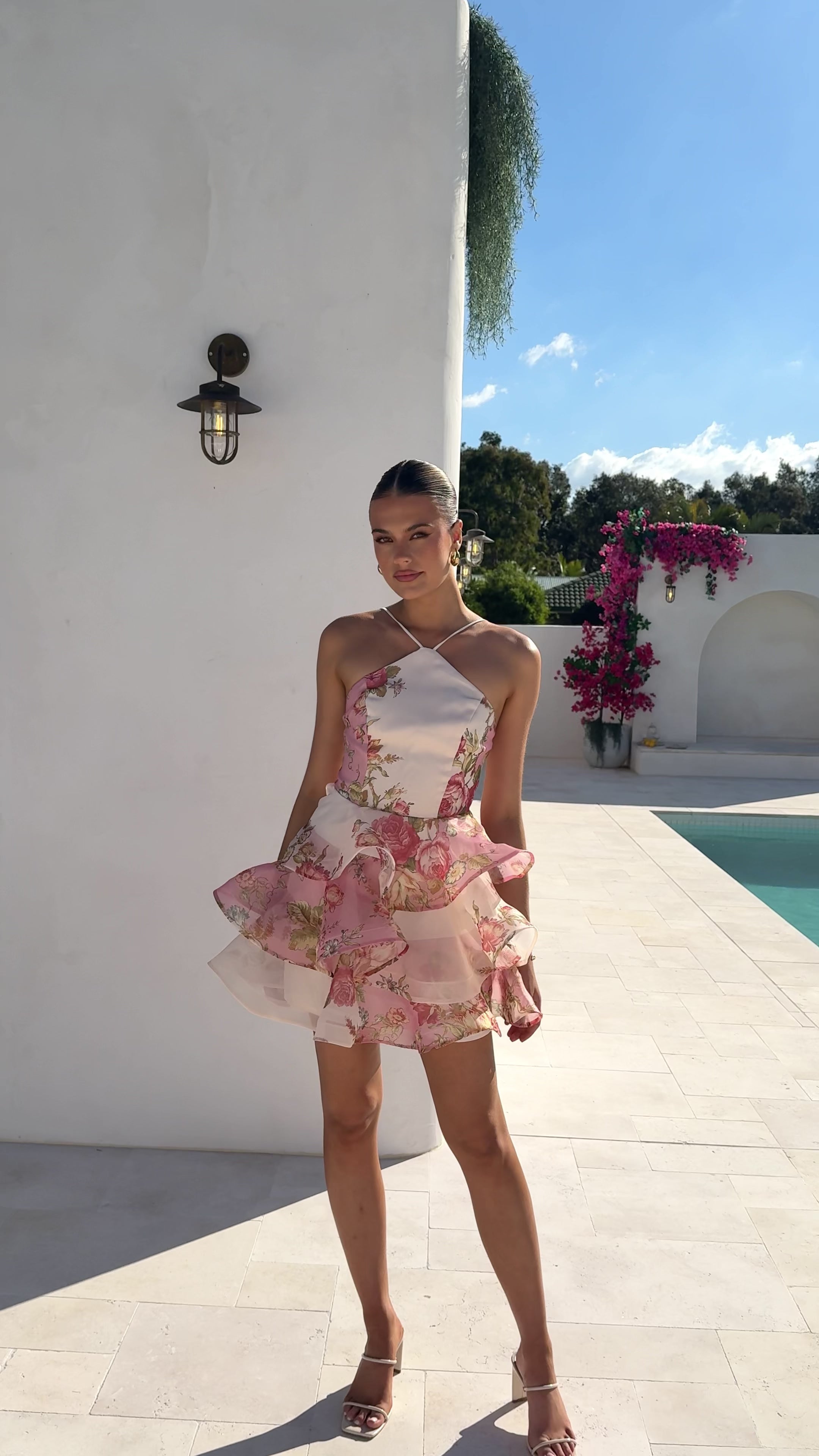 Load video: Soraya Mini Dress - Pink Floral - Billy J