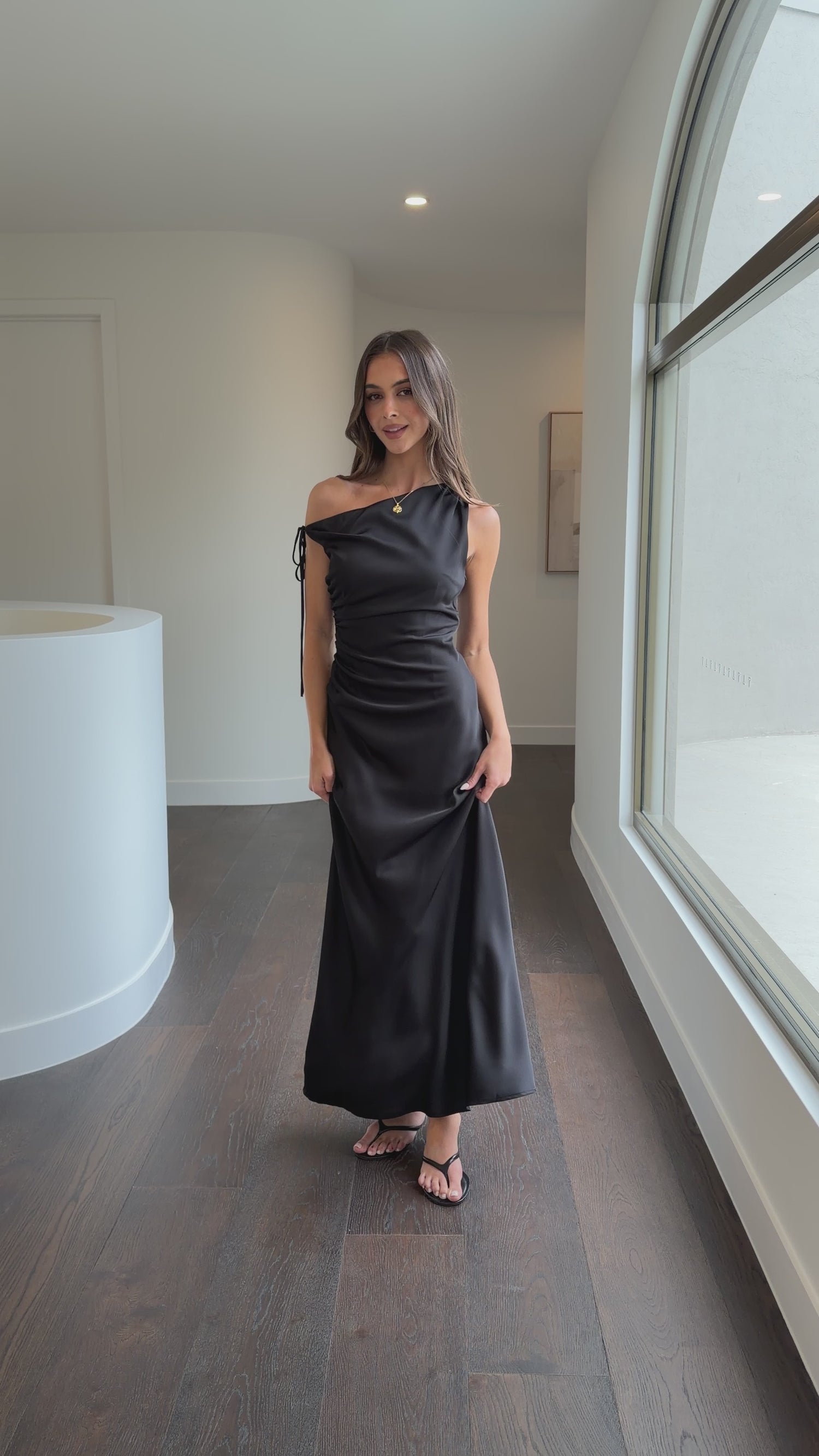 Sabrina One Shoulder Maxi Dress - Black - Billy J