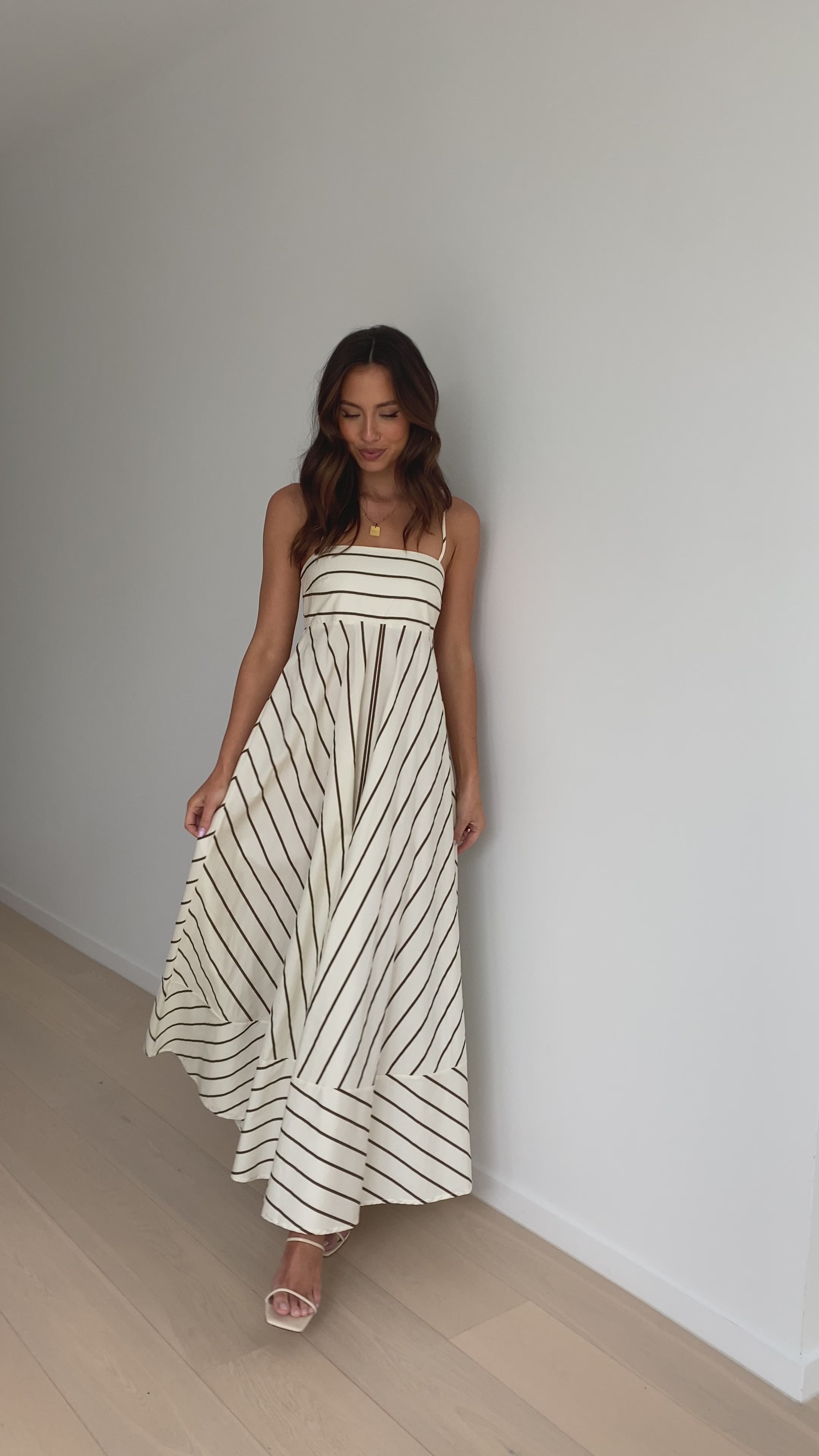 Kaethe Maxi Dress - Beige / Camel Stripe