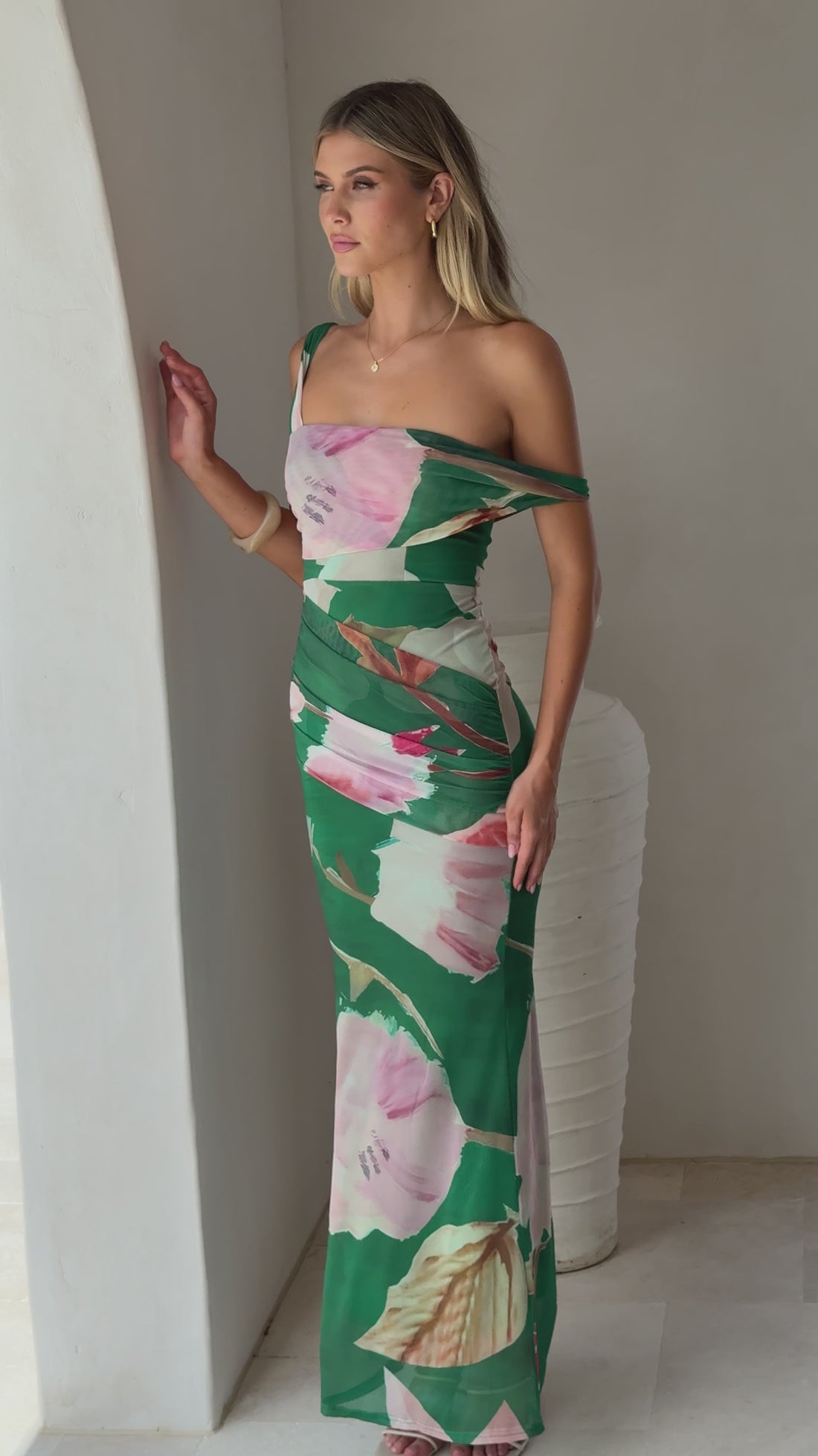 Lena Maxi Dress - Green Floral - Billy J