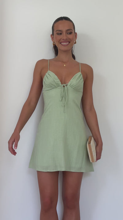 Load and play video in Gallery viewer, Coco Mini Dress - Sage
