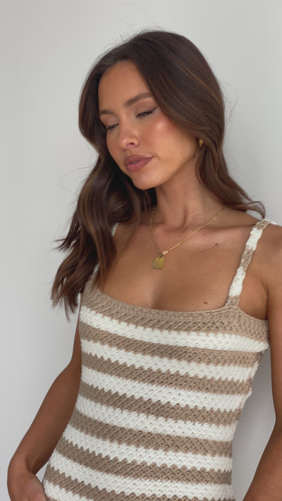 Load and play video in Gallery viewer, Kahnay Maxi Dress - Beige / White Stripe
