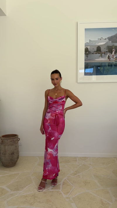 Load and play video in Gallery viewer, Hanne Maxi Dress - Pink Floral
