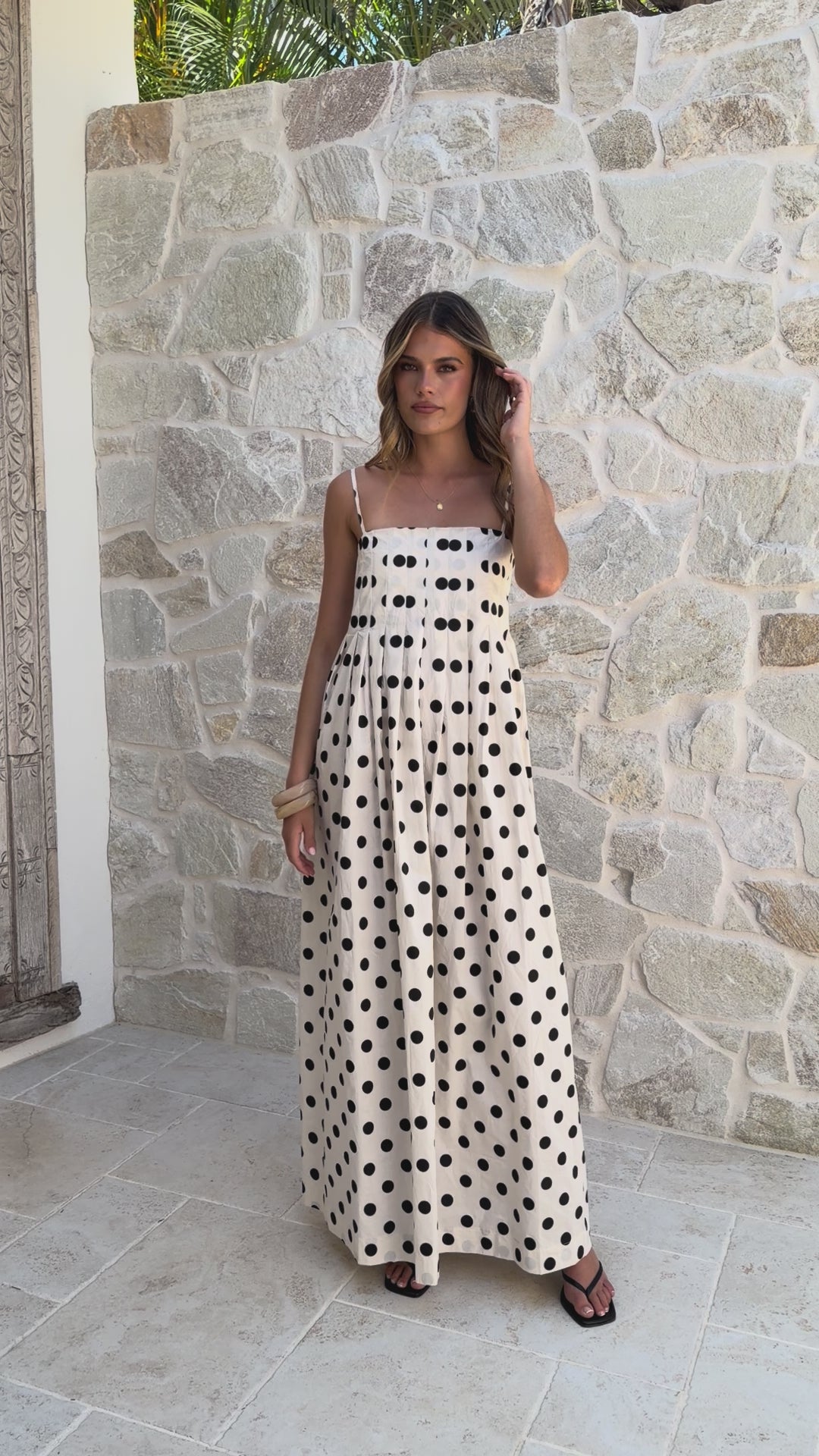 Load video: Felicity Maxi Dress - White/Black Spot - Billy J
