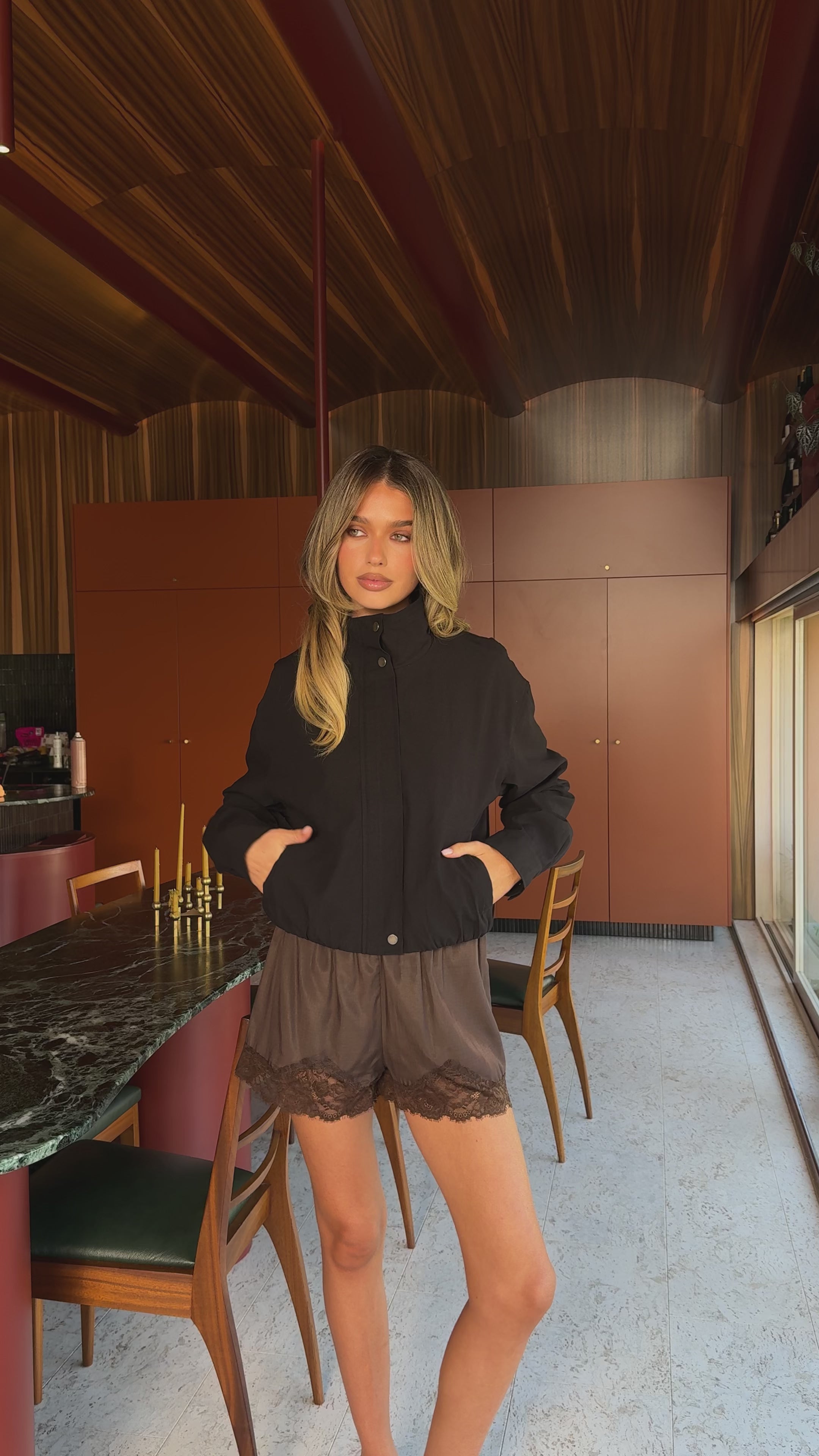 Load video: Byron Bomber Jacket - Black - Billy J