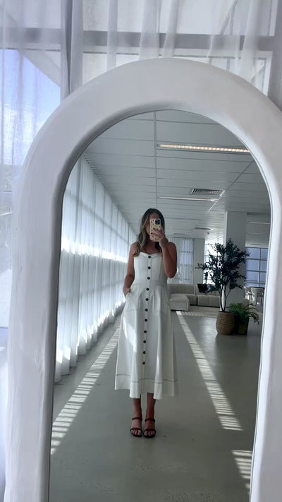 Load and play video in Gallery viewer, Indigo Maxi Dress - White Denim
