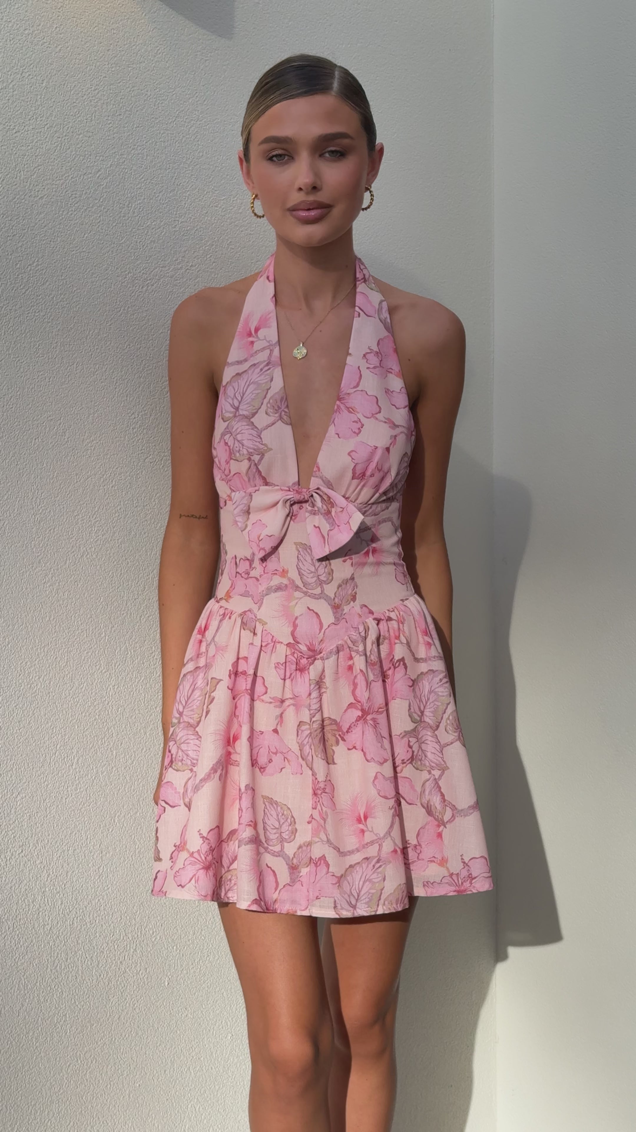 Load video: Cerilla Mini Dress - Pink Floral - Billy J