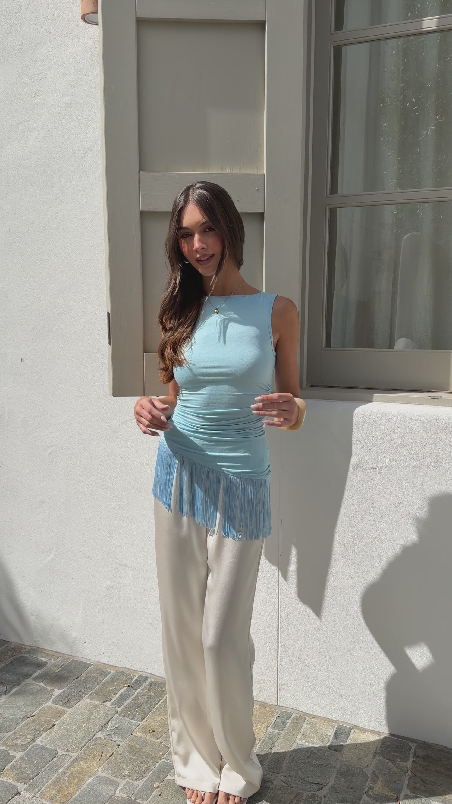 Aria Fringe Top - Blue - Billy J