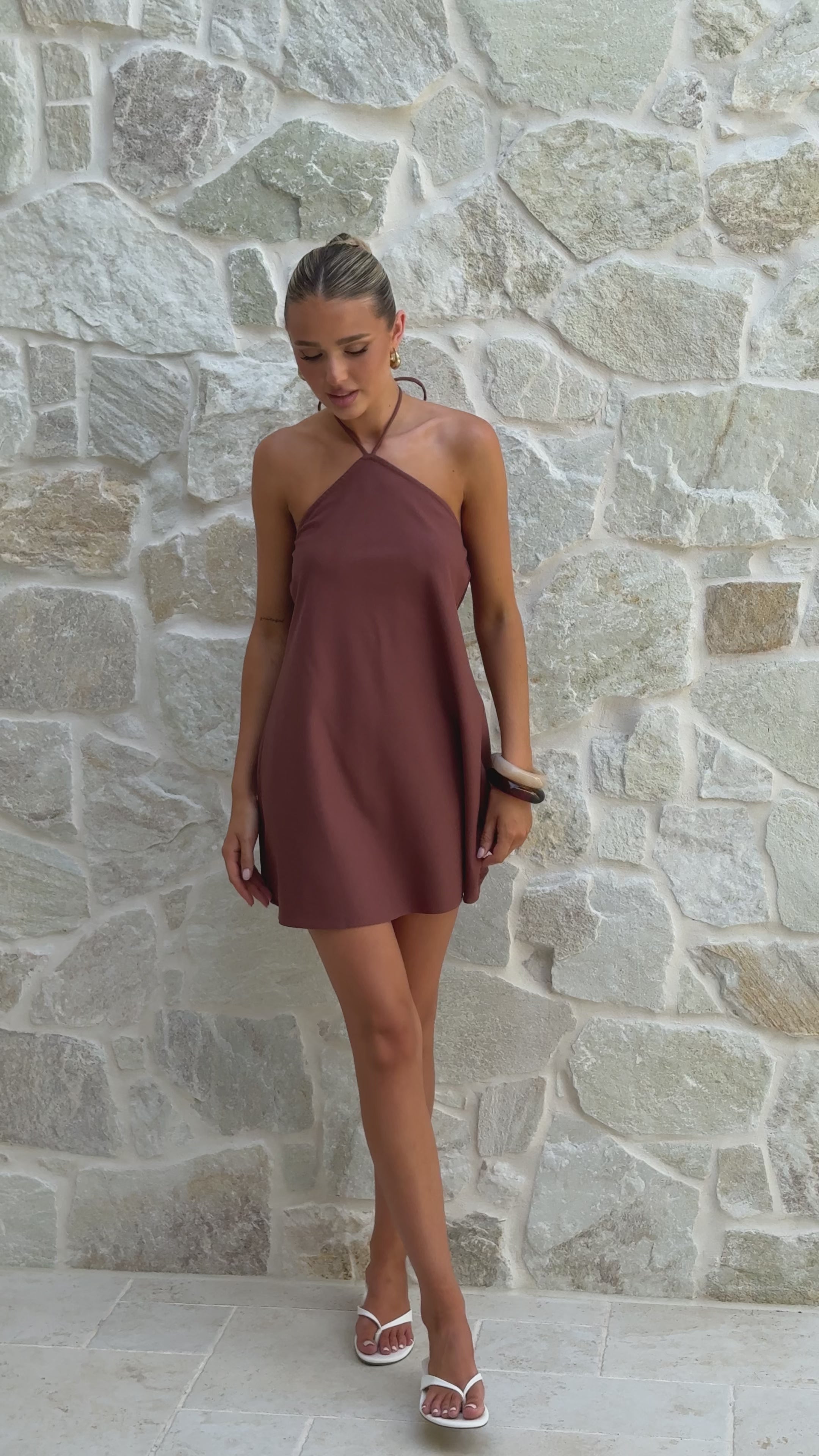 Load video: Alita Mini Dress - Chocolate - Billy J