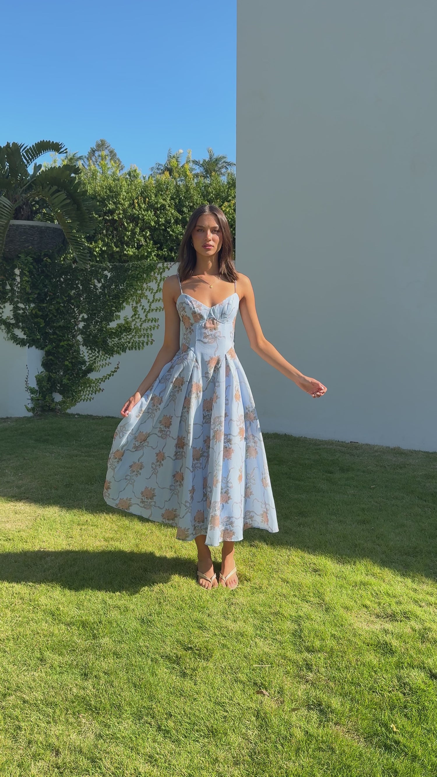 Sanessa Midi Dress - Blue Floral - Billy J