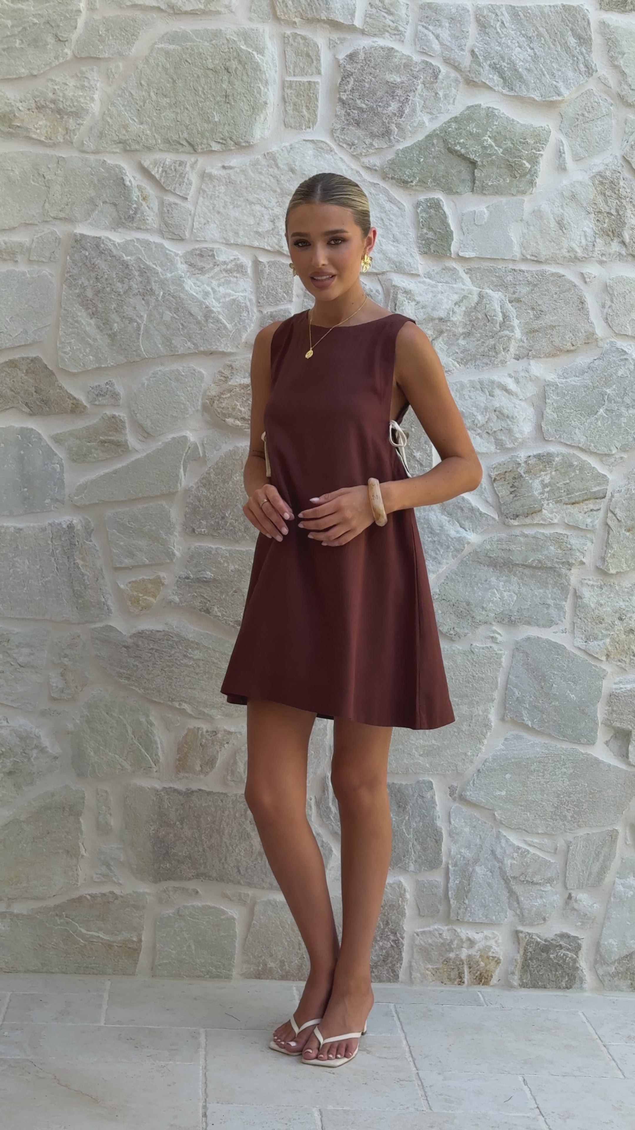 Load video: Tashia Mini Dress - Chocolate - Billy J