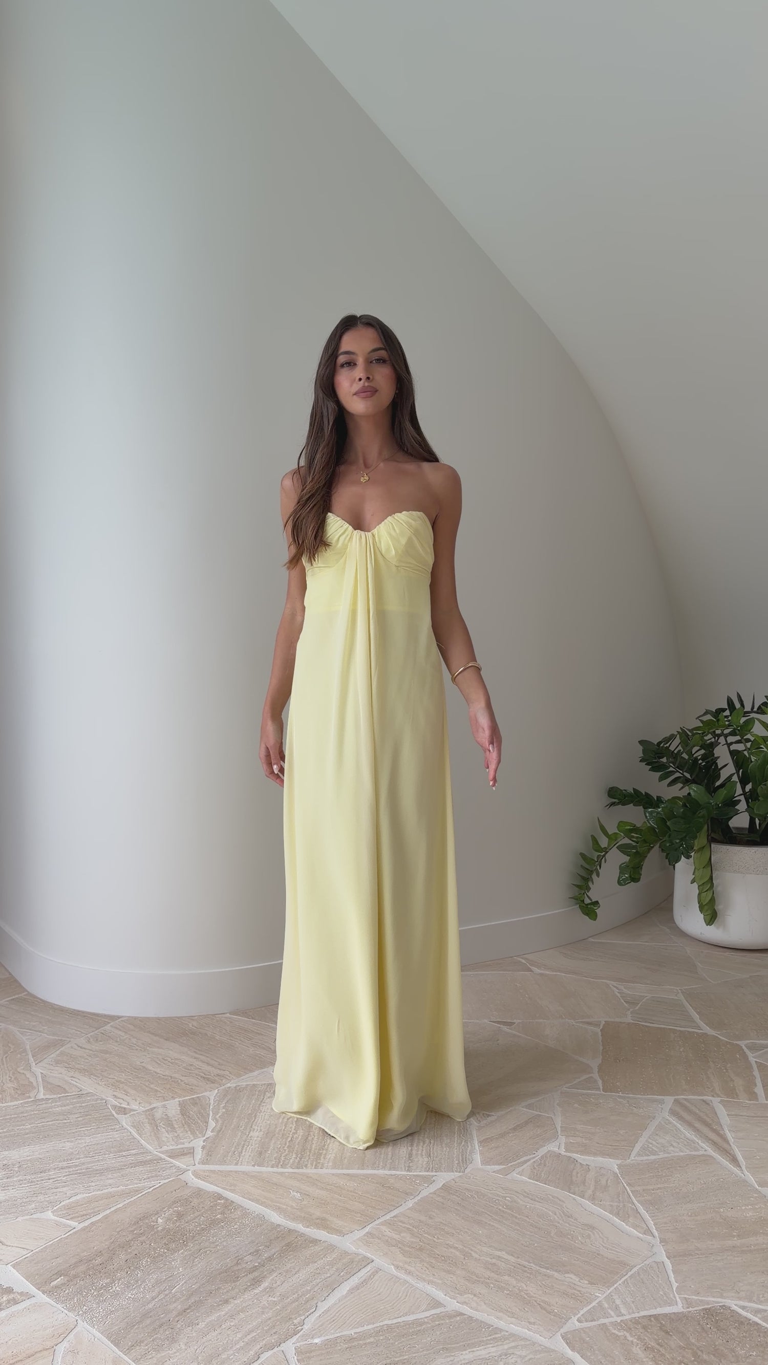 Olivia Strapless Maxi Dress - Yellow - Billy J