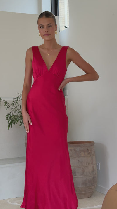 Load and play video in Gallery viewer, Sofia Maxi Dress - Red - Billy J
