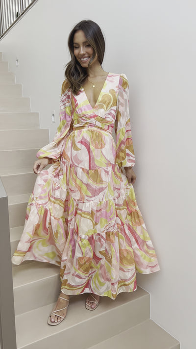 Load and play video in Gallery viewer, Lauren Maxi Dress - Yellow Print

