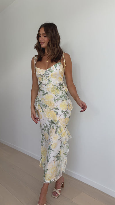 Load and play video in Gallery viewer, Daiwa Maxi Dress - Yellow Floral
