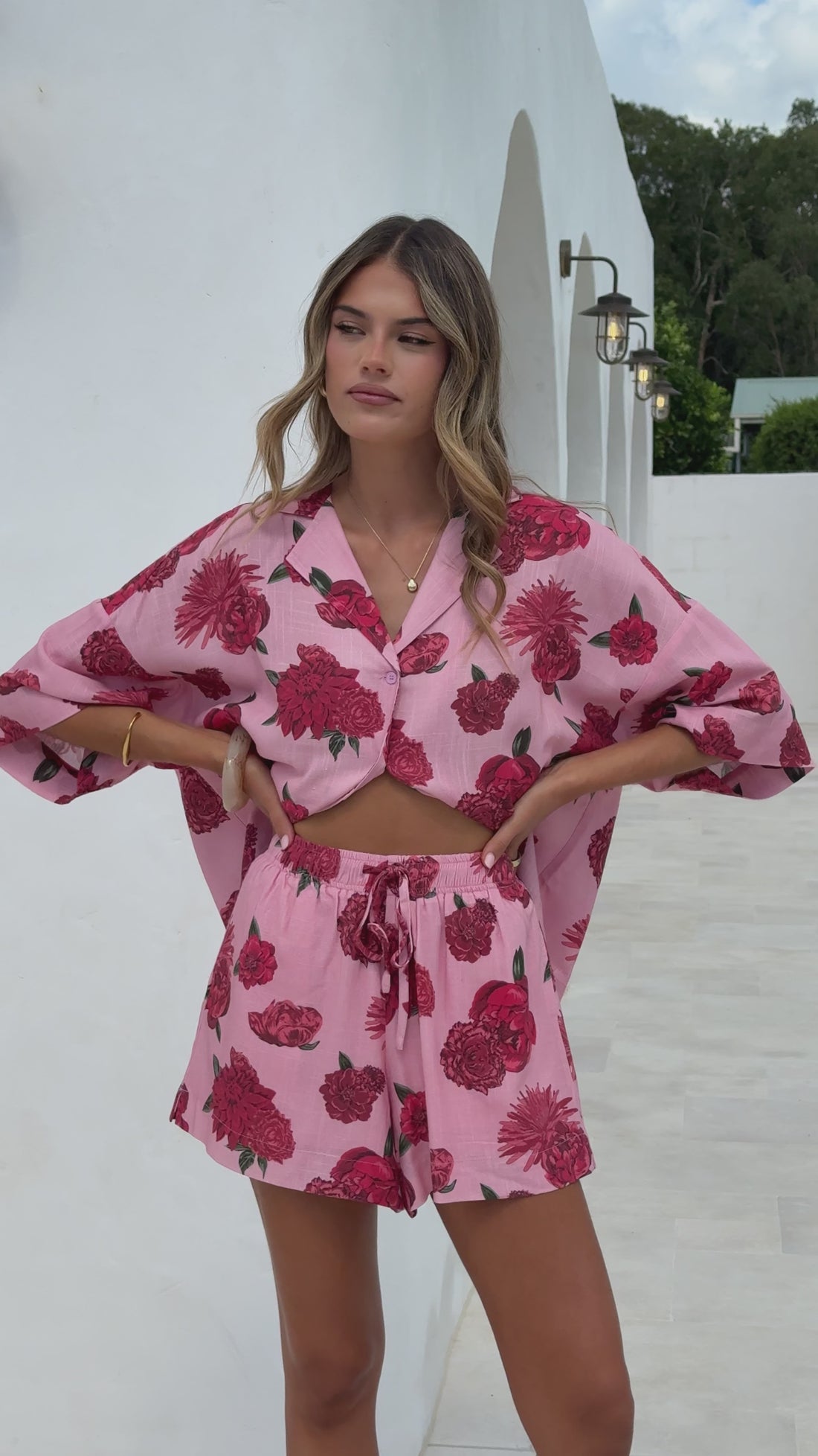 Luna Button Up Shirt - Dahlia Rouge - Billy J