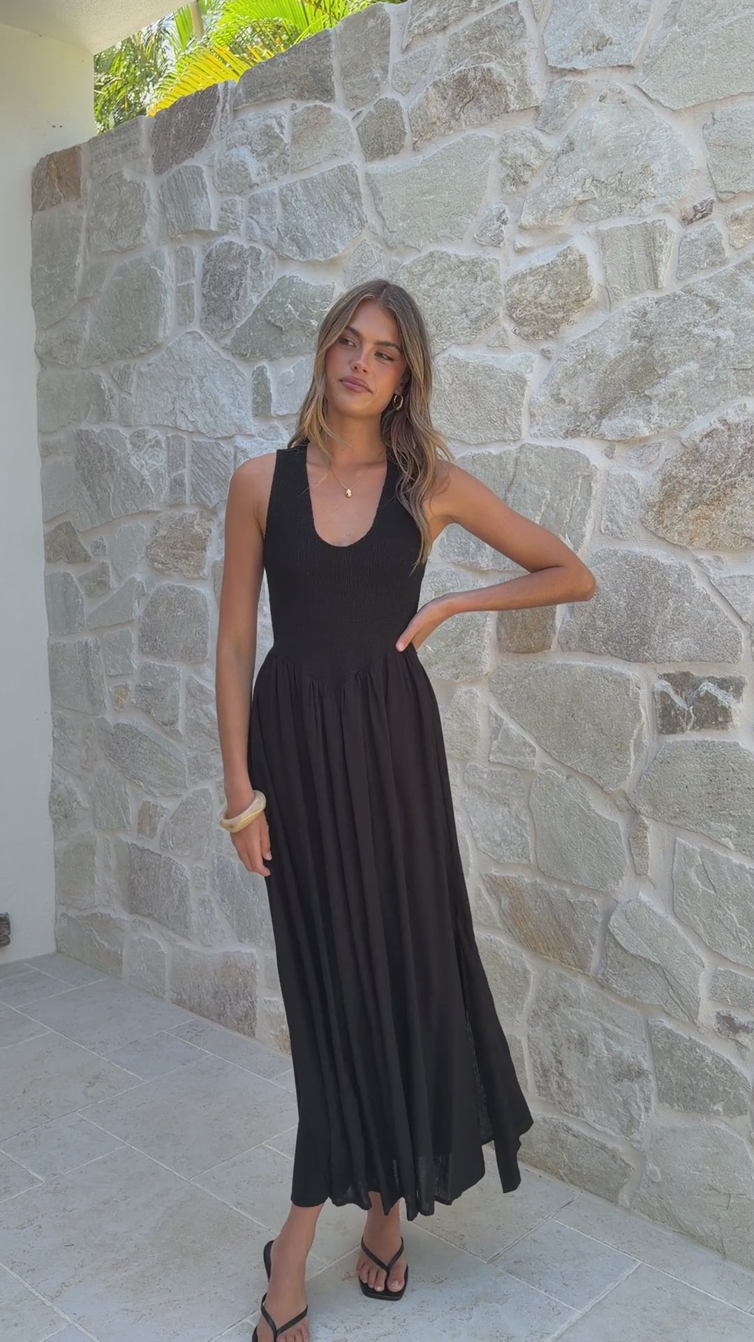 Load video: Amira Maxi Dress - Black - Billy J
