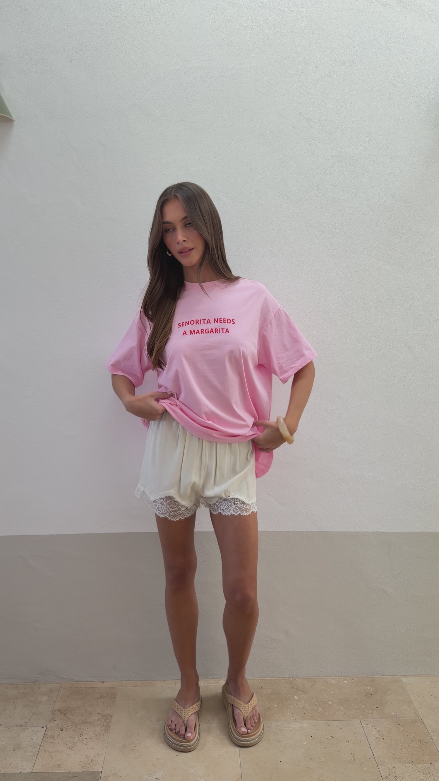 Senorita Margarita Oversized T-Shirt - Pink - Billy J