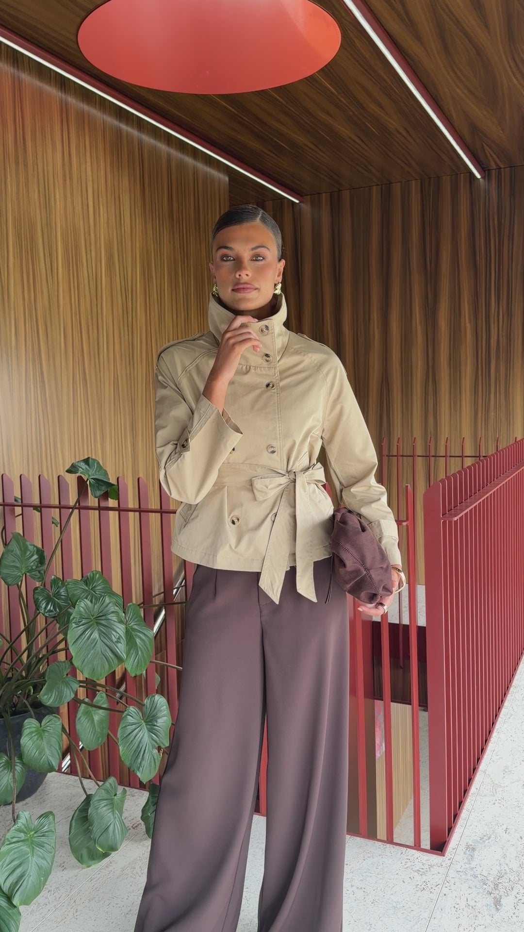 Marza Cropped Trench Coat - Sand - Billy J