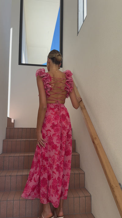 Load and play video in Gallery viewer, Galilhai Maxi Dress - Pink Floral
