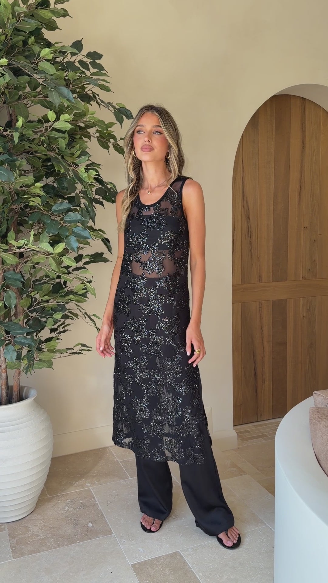 Valencia Sequin Maxi Dress - Black - Billy J