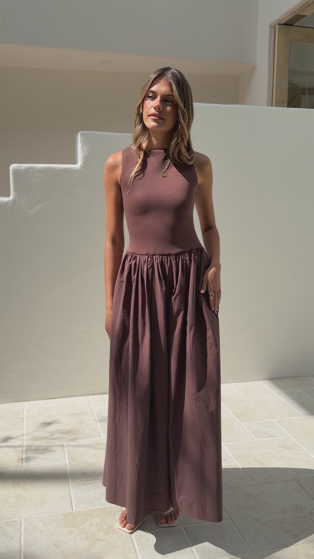 Load video: Alita Maxi Dress - Chocolate - Billy J