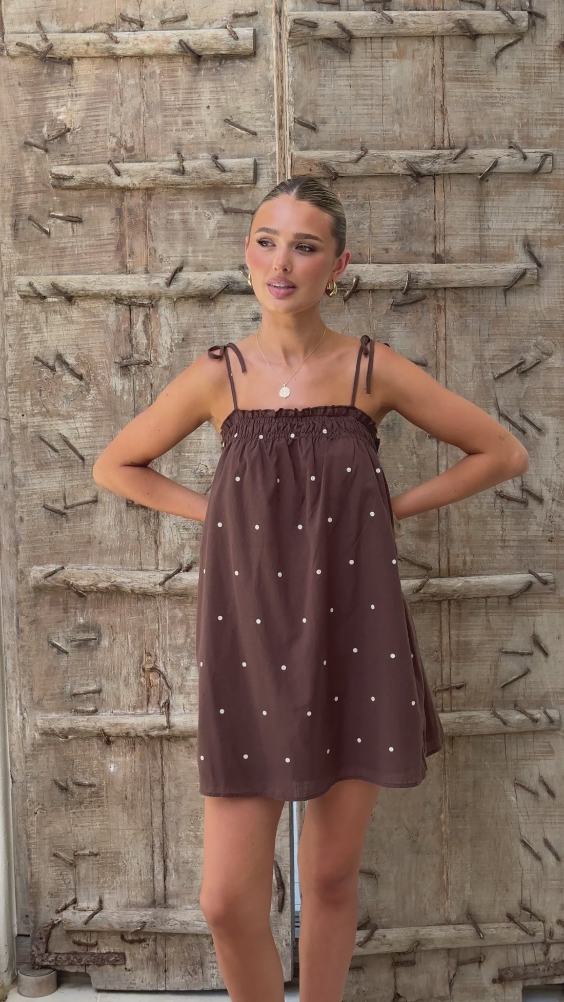 Sloane Mini Dress - Chocolate Polka - Billy J