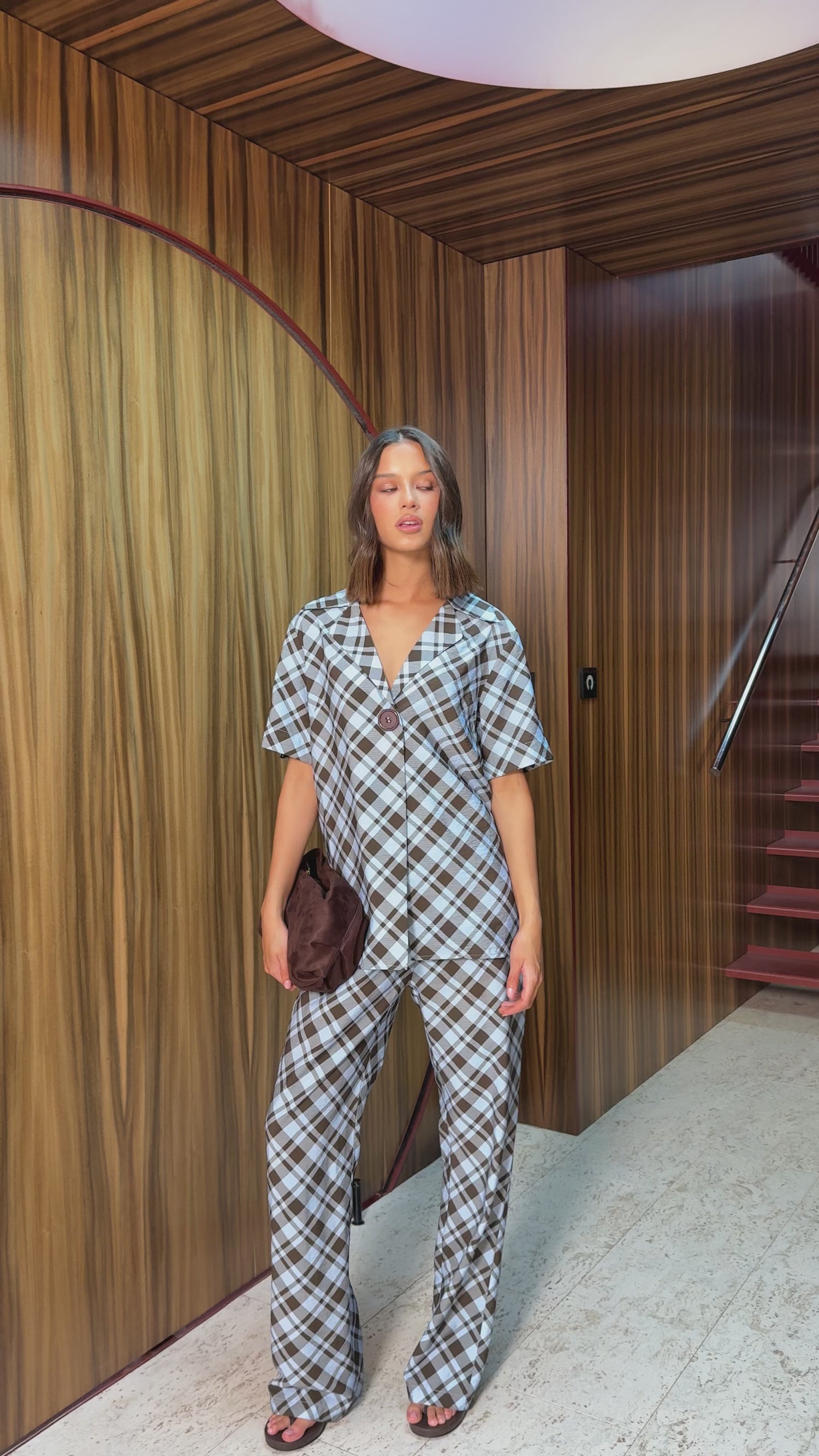 Imogen Button Shirt - Chocolate/Blue Plaid - Billy J