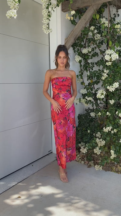 Load and play video in Gallery viewer, Miya Maxi Dress - Red Floral
