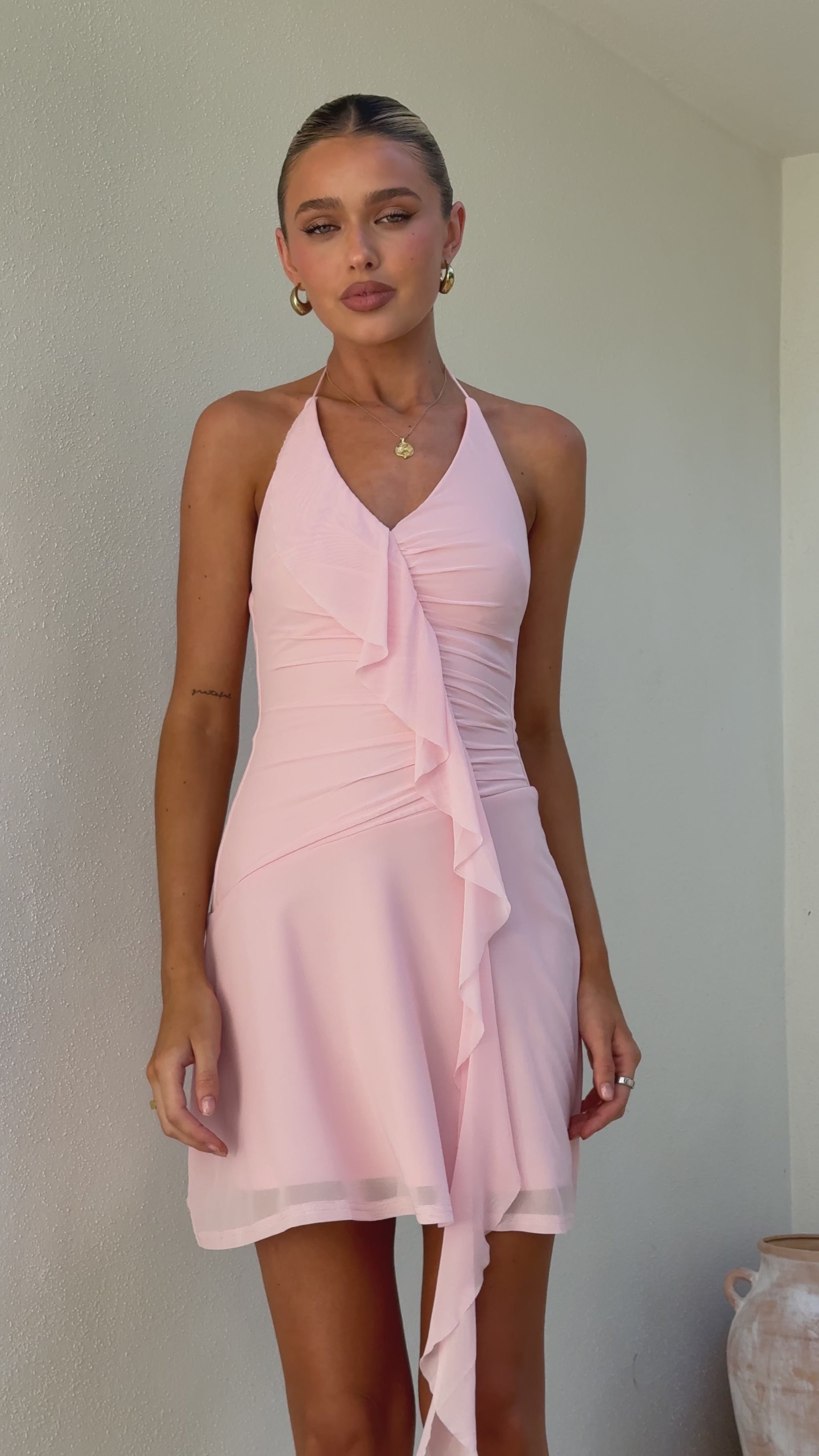 Valli Mini Dress - Baby Pink - Billy J