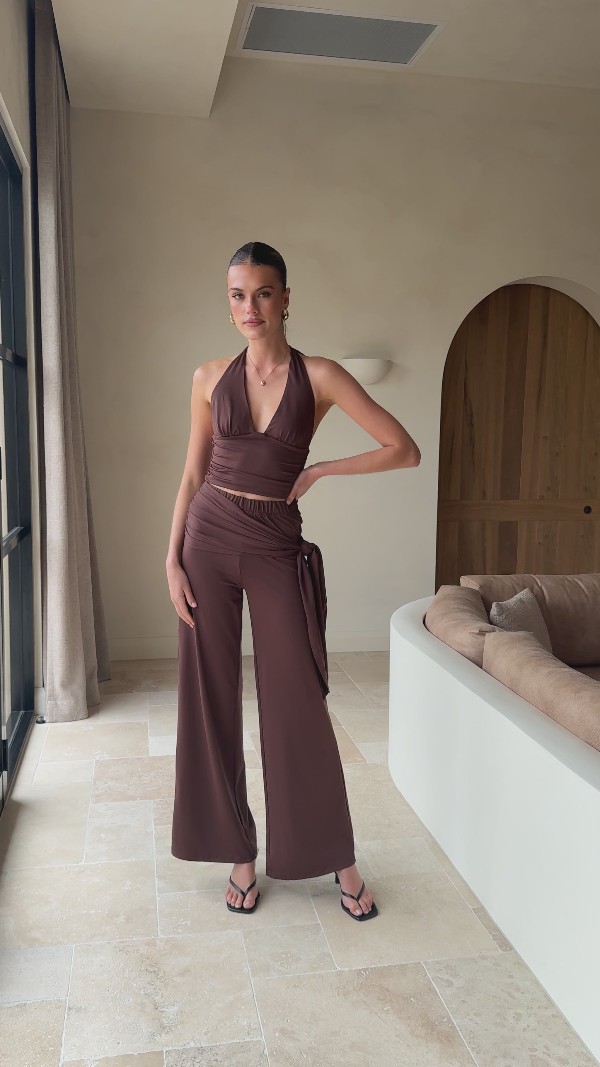 Sarki Wrap Waist Pants - Chocolate - Billy J