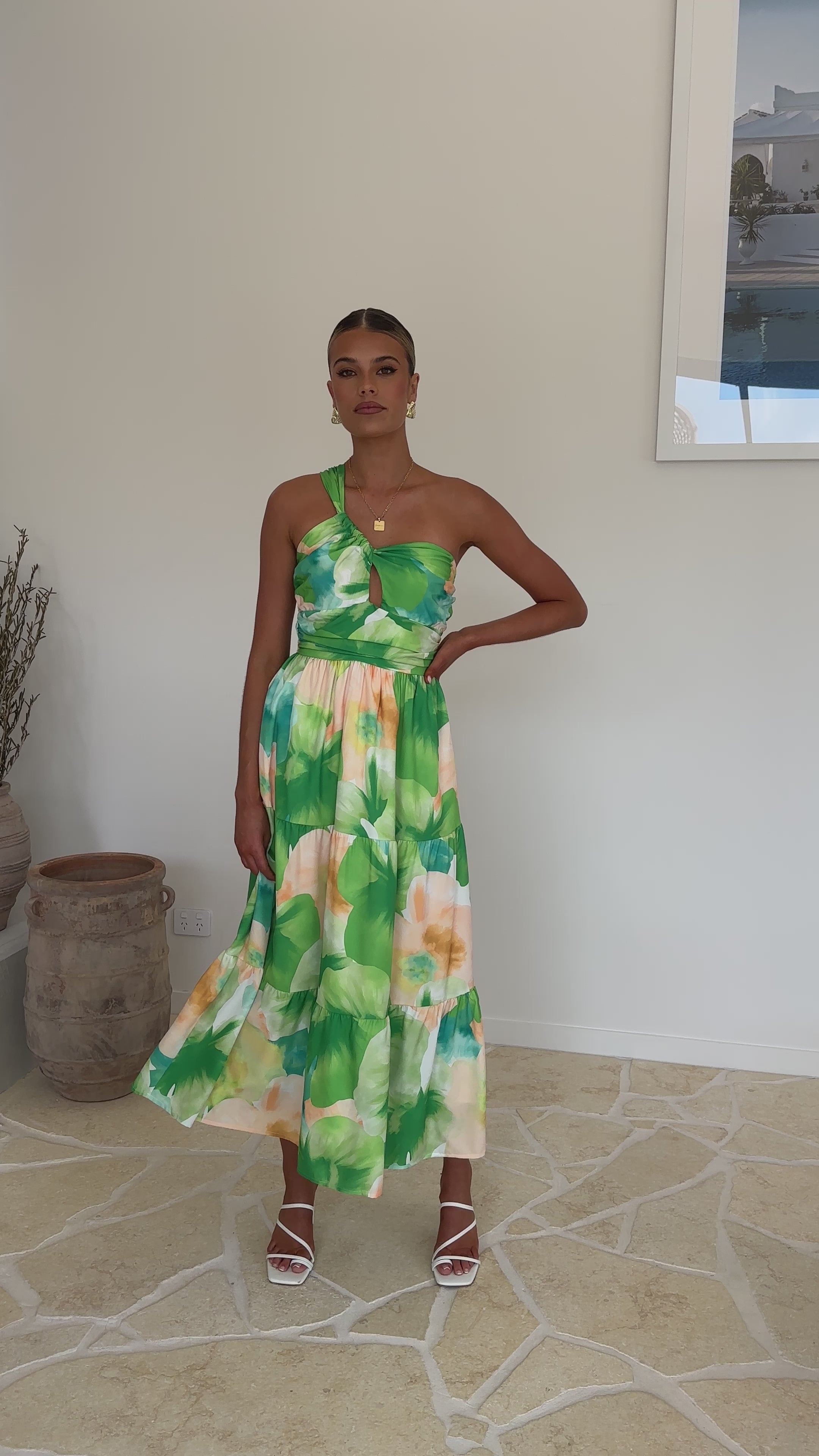 Nancy Maxi Dress - Green Floral