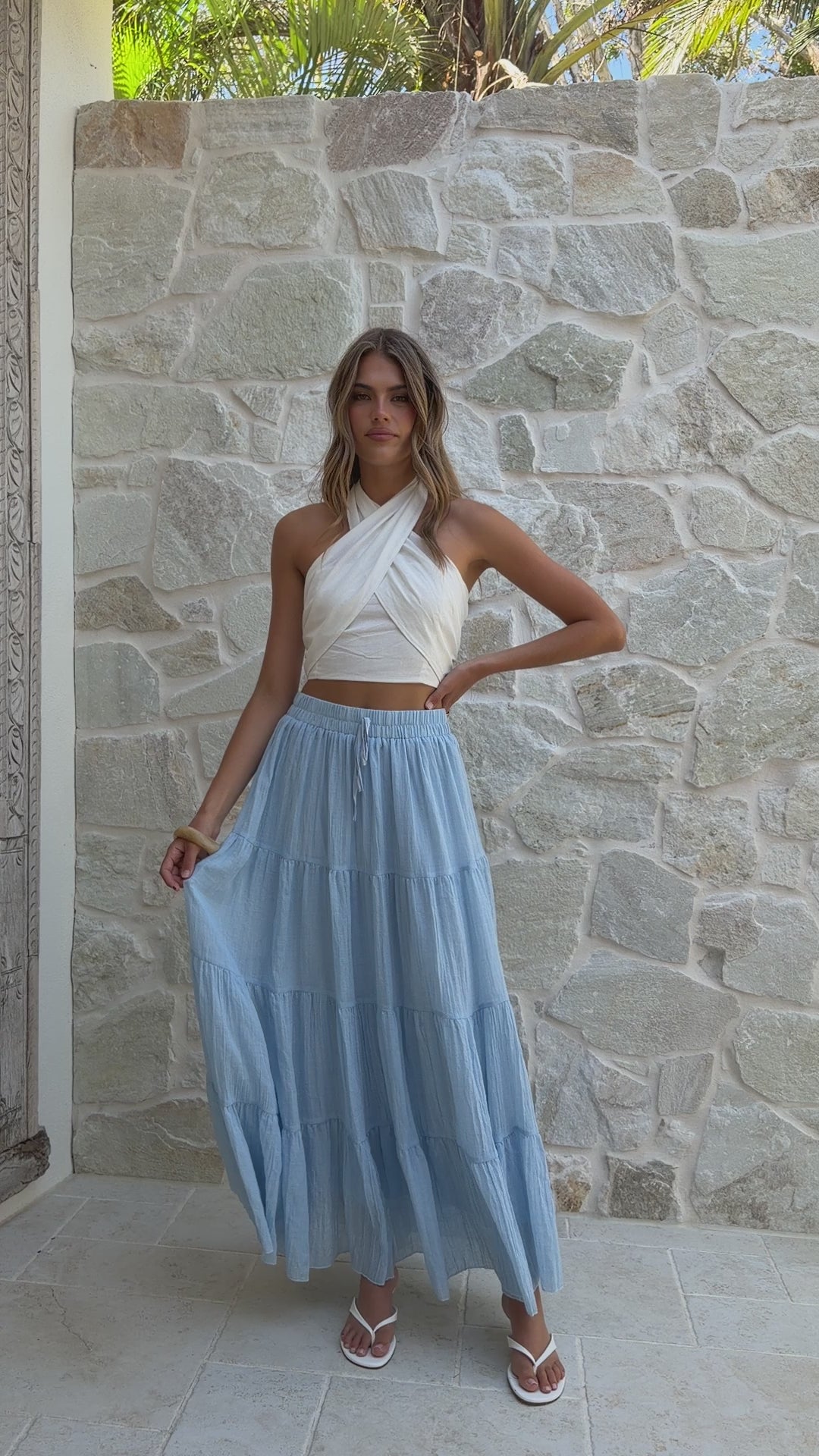 Cartier Tiered Maxi Skirt - Blue - Billy J