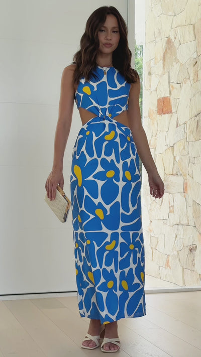 Load and play video in Gallery viewer, Damiana Maxi Dress - Blue Daisy
