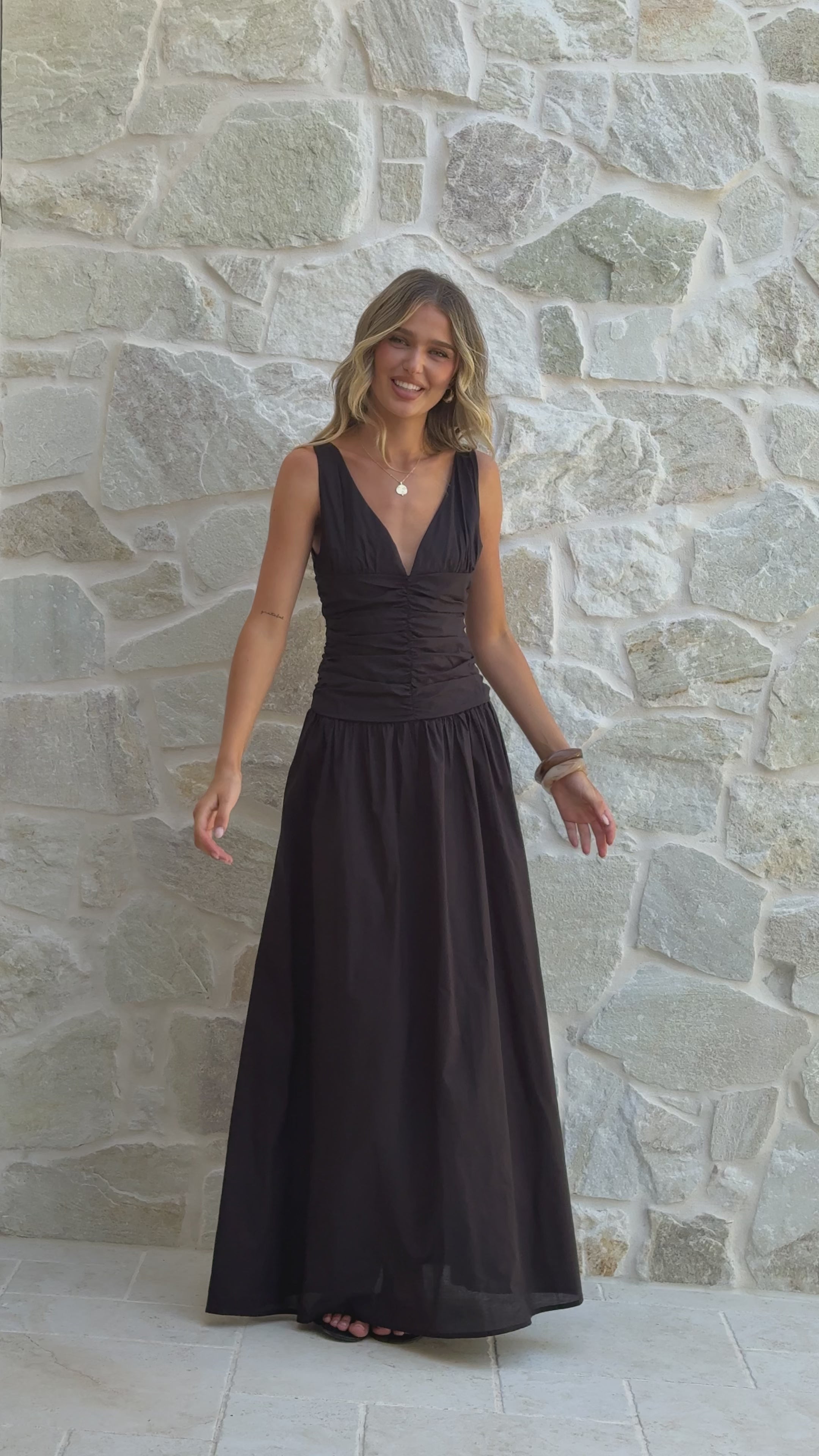 Load video: Sanya Maxi Dress - Black - Billy J